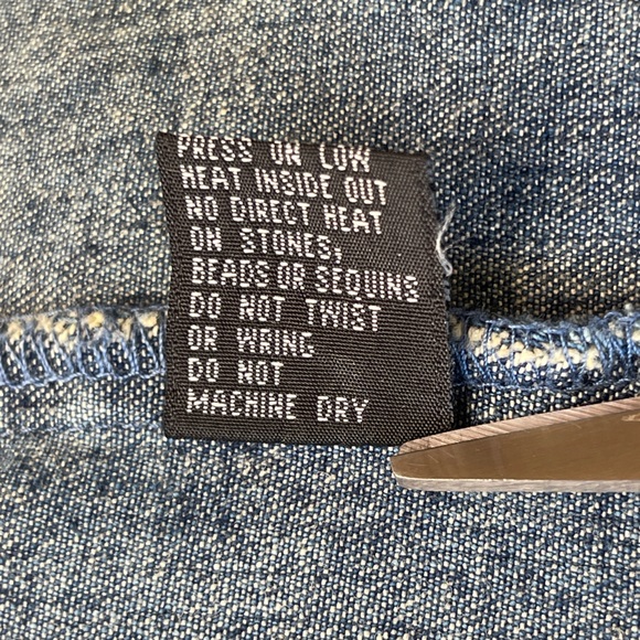 Berek by Takako Sakon Denim Jean Jacket Size M Bedazzled Beads Sequins Pre-owned - Picture 9 of 13